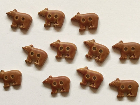 Brown Bear Buttons 18mm