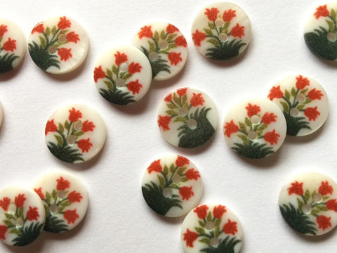 Glossy Shell Red Flowers 12mm